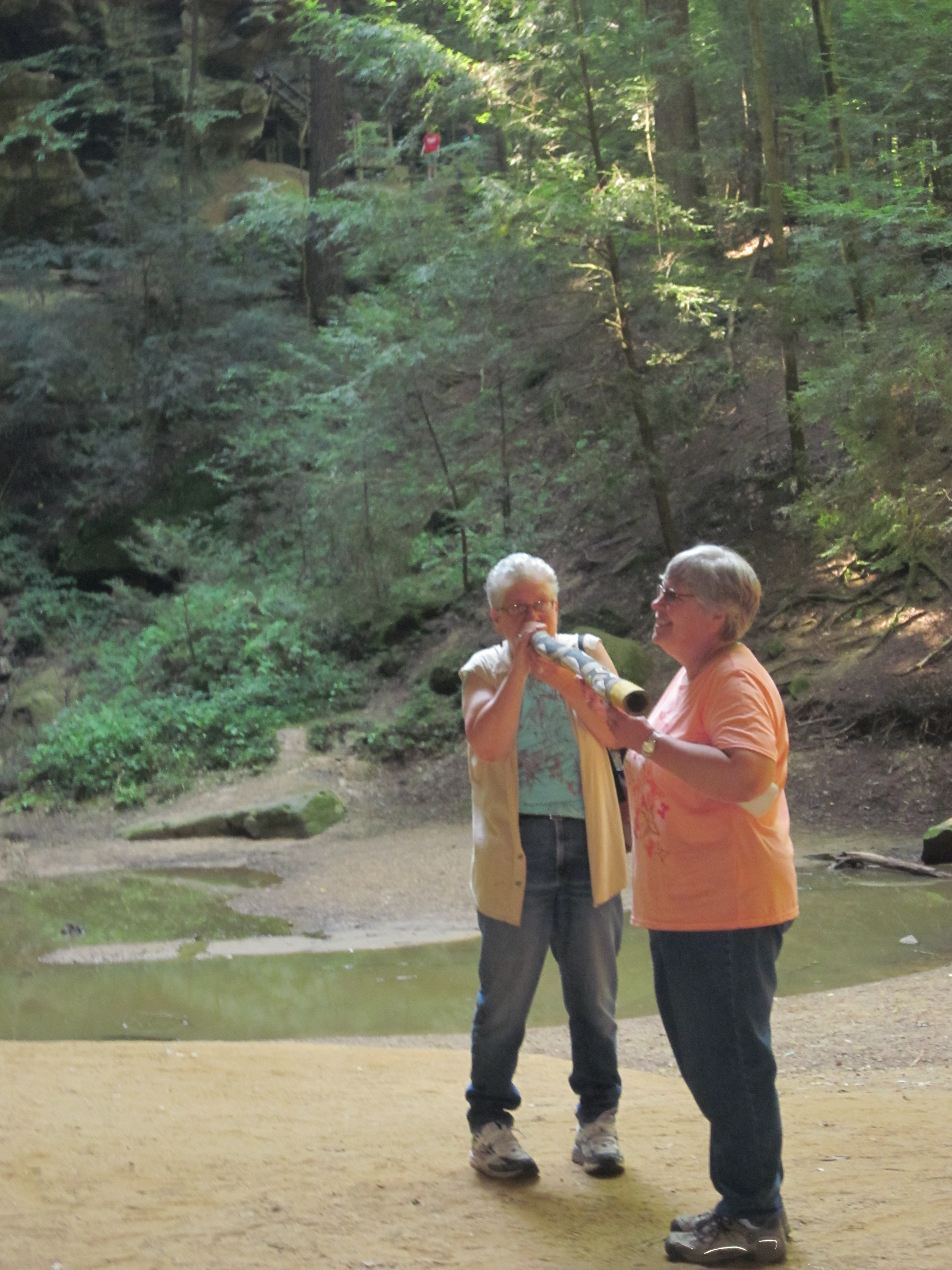 playing didge at Old Man's Cave in Ohio